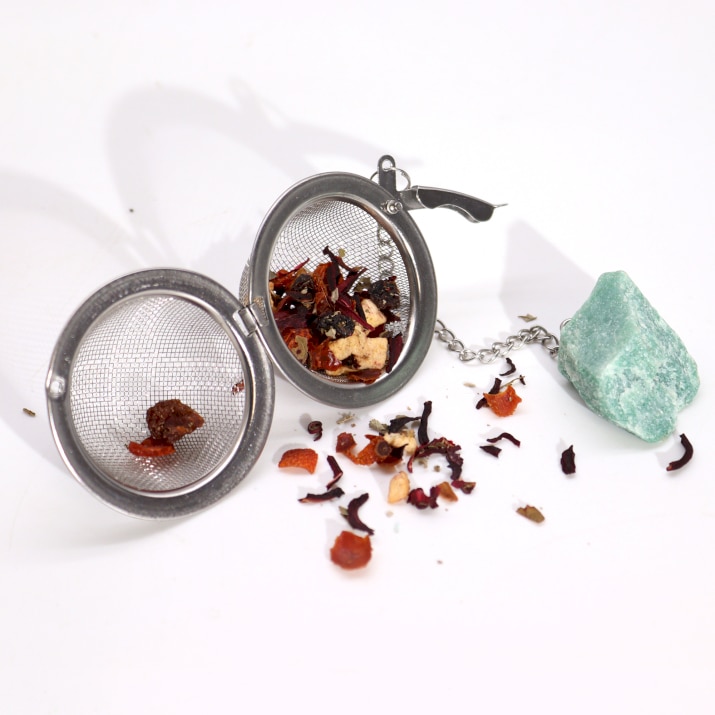 Tea Strainer with Rose Quartz raw gemstone main image 1